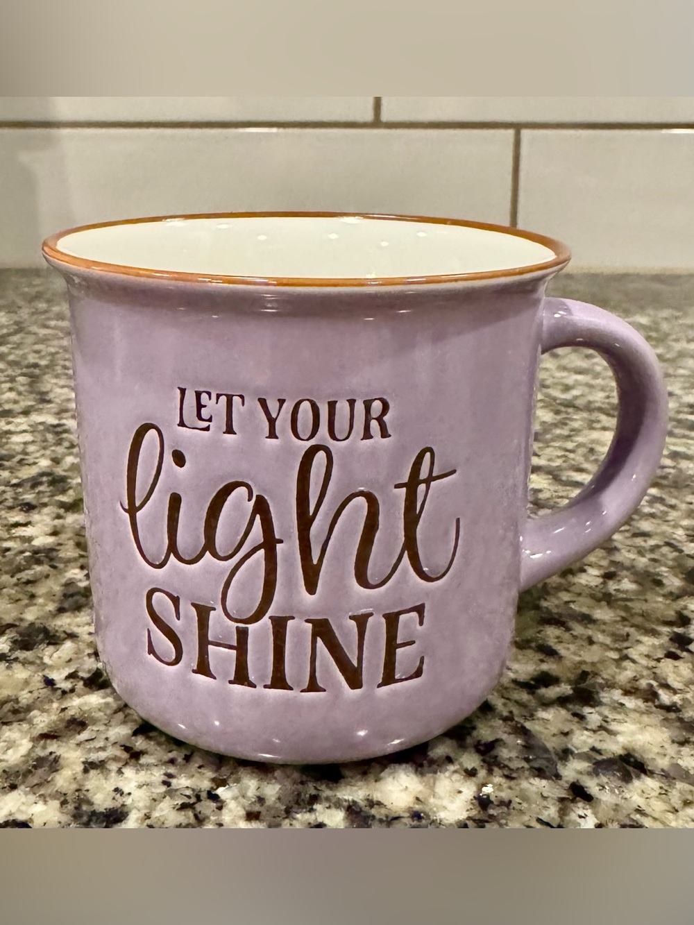 Let Your Light Shine Lavender Camp-style Coffee Mug - Matthew 5:16